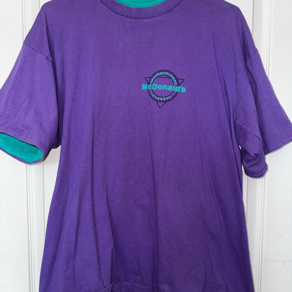 McDonald's Purple Tee with Teal Logo Accent